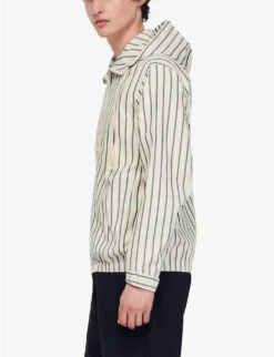 Sandro Stripe Relaxed-fit Hooded Cotton Jacket -Selfidges Launches R04102350 NATURELS ALT02