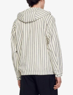 Sandro Stripe Relaxed-fit Hooded Cotton Jacket -Selfidges Launches R04102350 NATURELS ALT03
