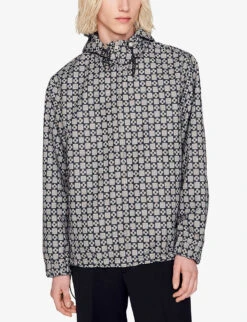 Sandro Cross Checked Hooded Shell Jacket -Selfidges Launches R04102499 BLEUS ALT02