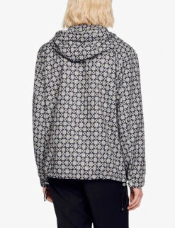 Sandro Cross Checked Hooded Shell Jacket -Selfidges Launches R04102499 BLEUS ALT03