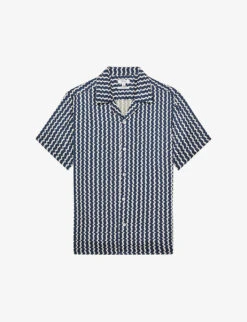 Reiss Mayday Abstract-stripe Slim-fit Recycled-polyester Shirt