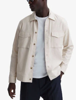 Reiss Santy Patch-pocket Regular-fit Cotton-linen Blend Overshirt -Selfidges Launches R04103914 ECRU ALT02