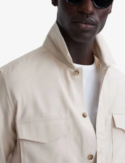Reiss Santy Patch-pocket Regular-fit Cotton-linen Blend Overshirt -Selfidges Launches R04103914 ECRU ALT04