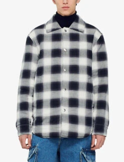 Sandro Quilted Check-print Cotton Jacket 9 Sandro Quilted Check-print Cotton Jacket -Selfidges Launches R04110488 NOIRGRIS ALT02