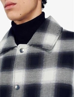 Sandro Quilted Check-print Cotton Jacket 11 Sandro Quilted Check-print Cotton Jacket -Selfidges Launches R04110488 NOIRGRIS ALT04