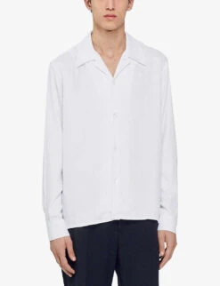 Sandro Requin Revere-collar Woven Shirt -Selfidges Launches R04111153 NATURELS ALT02
