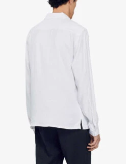 Sandro Requin Revere-collar Woven Shirt -Selfidges Launches R04111153 NATURELS ALT03