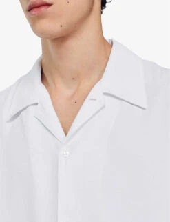 Sandro Requin Revere-collar Woven Shirt -Selfidges Launches R04111153 NATURELS ALT04