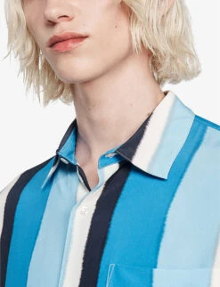 Sandro Striped Short-sleeved Woven Shirt -Selfidges Launches R04111155 BLEUS ALT04