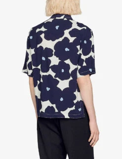 Sandro Flower-print Short-sleeved Woven Shirt 10 Sandro Flower-print Short-sleeved Woven Shirt -Selfidges Launches R04111196 BLEUS ALT03