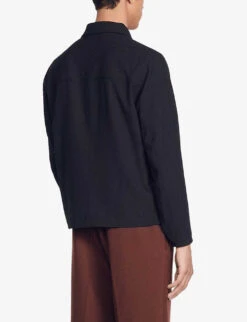 Sandro Dana Collared Zip-up Stretch-woven Jacket -Selfidges Launches R04111202 NOIRGRIS ALT03