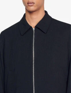 Sandro Dana Collared Zip-up Stretch-woven Jacket -Selfidges Launches R04111202 NOIRGRIS ALT04