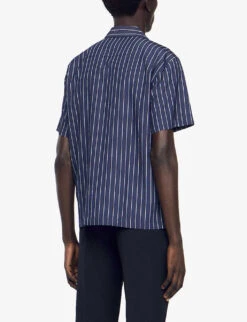 Sandro Vita Camp-collar Relaxed-fit Woven Shirt -Selfidges Launches R04111204 BLEUS ALT03