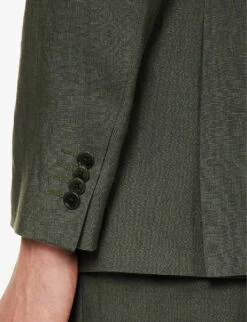 PAUL SMITH Single-breasted Regular-fit Linen Suit 15 PAUL SMITH Single-breasted Regular-fit Linen Suit -Selfidges Launches R04114878 GREEN ALT05