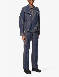 Sun-bleached Slip-pocketed Relaxed-fit Cotton And Linen-blend Hooded Jacket 8 Sun-bleached Slip-pocketed Relaxed-fit Cotton And Linen-blend Hooded Jacket -Selfidges Launches R04117079 NAVY ALT01