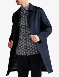 Ted Baker Capel Check-lined Stretch-cotton Coat -Selfidges Launches R04121867 NAVY ALT02