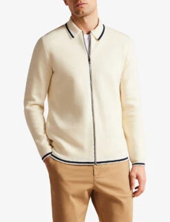 Ted Baker Coploe Contrast-stripe Knitted Cardigan -Selfidges Launches R04122380 WHITE ALT02