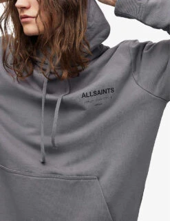 AllSaints Underground-print Organic-cotton Hoody -Selfidges Launches R04122648 TEMPESTGREY ALT04
