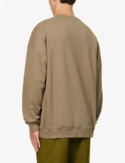 Calvin Klein Logo-print Stretch-cotton And Recycled Polyester-blend Sweatshirt -Selfidges Launches R04123662 GRAYOLIVE ALT03