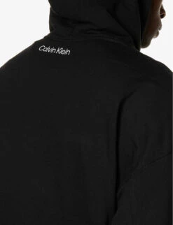 Calvin Klein Logo-print Relaxed-fit Cotton-jersey Hoody -Selfidges Launches R04123679 BLACK ALT04