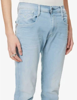 Replay Anbass Faded-wash Tapered Slim-fit Stretch-denim Jeans -Selfidges Launches R04125084 LIGHTBLUE ALT04