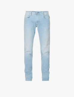 Replay Anbass Faded-wash Tapered Slim-fit Stretch-denim Jeans
