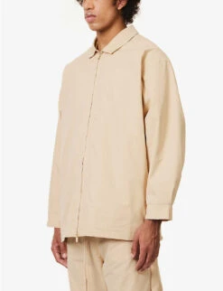 ESSENTIALS Brand-patch Spread-collar Cotton-blend Jacket 9 ESSENTIALS Brand-patch Spread-collar Cotton-blend Jacket -Selfidges Launches R04126224 SAND ALT02