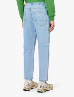 Logo-embellished Brand-tab Regular-fit Jeans -Selfidges Launches R04127071 BLUE ALT03