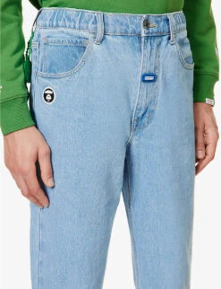 Logo-embellished Brand-tab Regular-fit Jeans -Selfidges Launches R04127071 BLUE ALT04