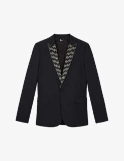 THE KOOPLES Embroidered-collar Single-breasted Woven Blazer