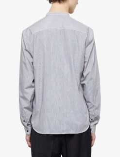 THE KOOPLES Officer-collar Stripe-pattern Cotton Shirt -Selfidges Launches R04127927 BLA09 ALT03