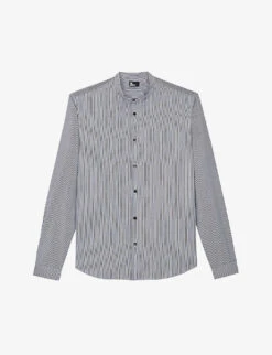 THE KOOPLES Officer-collar Stripe-pattern Cotton Shirt