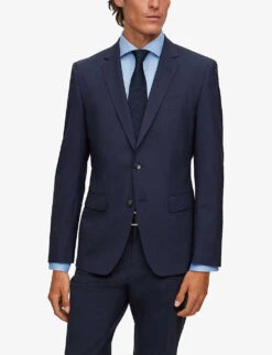 Boss Single-breasted Slim-fit Stretch-virgin Wool Suit -Selfidges Launches R04128676 OPENBLUE ALT02