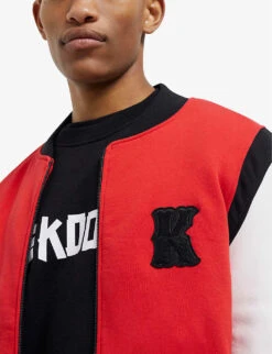 THE KOOPLES Logo-embroidered Colour-block Cotton Varsity Jacket -Selfidges Launches R04129071 RED21 ALT04