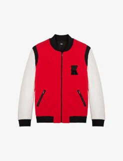 THE KOOPLES Logo-embroidered Colour-block Cotton Varsity Jacket