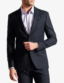 Ted Baker Forbyjs Puppytooth-texture Stretch Wool-blend Blazer -Selfidges Launches R04129706 NAVY ALT02