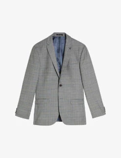 Ted Baker Elgoljs Regular-fit Checked Stretch-wool Jacket
