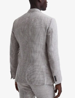 Reiss Angel Slim-fit Double-breasted Linen Blazer -Selfidges Launches R04130431 OATMEALMELANGE ALT03