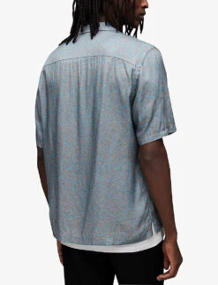 AllSaints Inverse Short-sleeve Relaxed-fit Woven Shirt -Selfidges Launches R04131676 KINGFISHERBLU ALT03