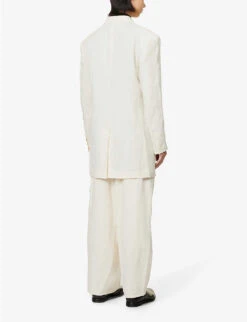 Yohji Yamamoto Single-breasted Relaxed-fit Linen And Ramie-blend Jacket -Selfidges Launches R04131767 IVORY ALT03