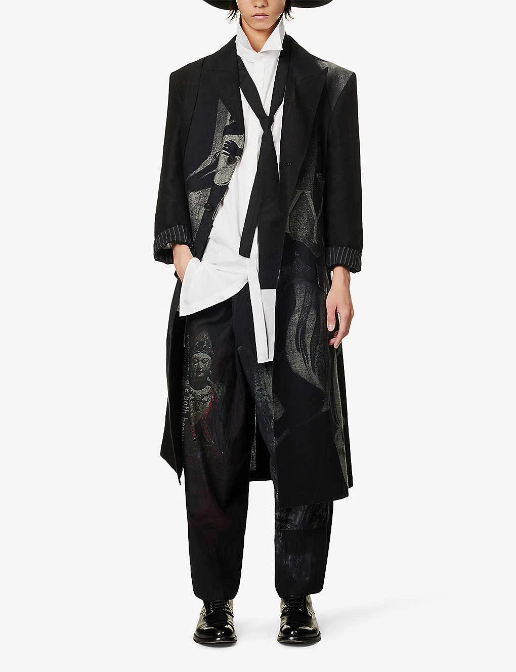 Yohji Yamamoto W-y Graphic-print Relaxed-fit Linen Jacket 4 Yohji Yamamoto W-y Graphic-print Relaxed-fit Linen Jacket - Image 2