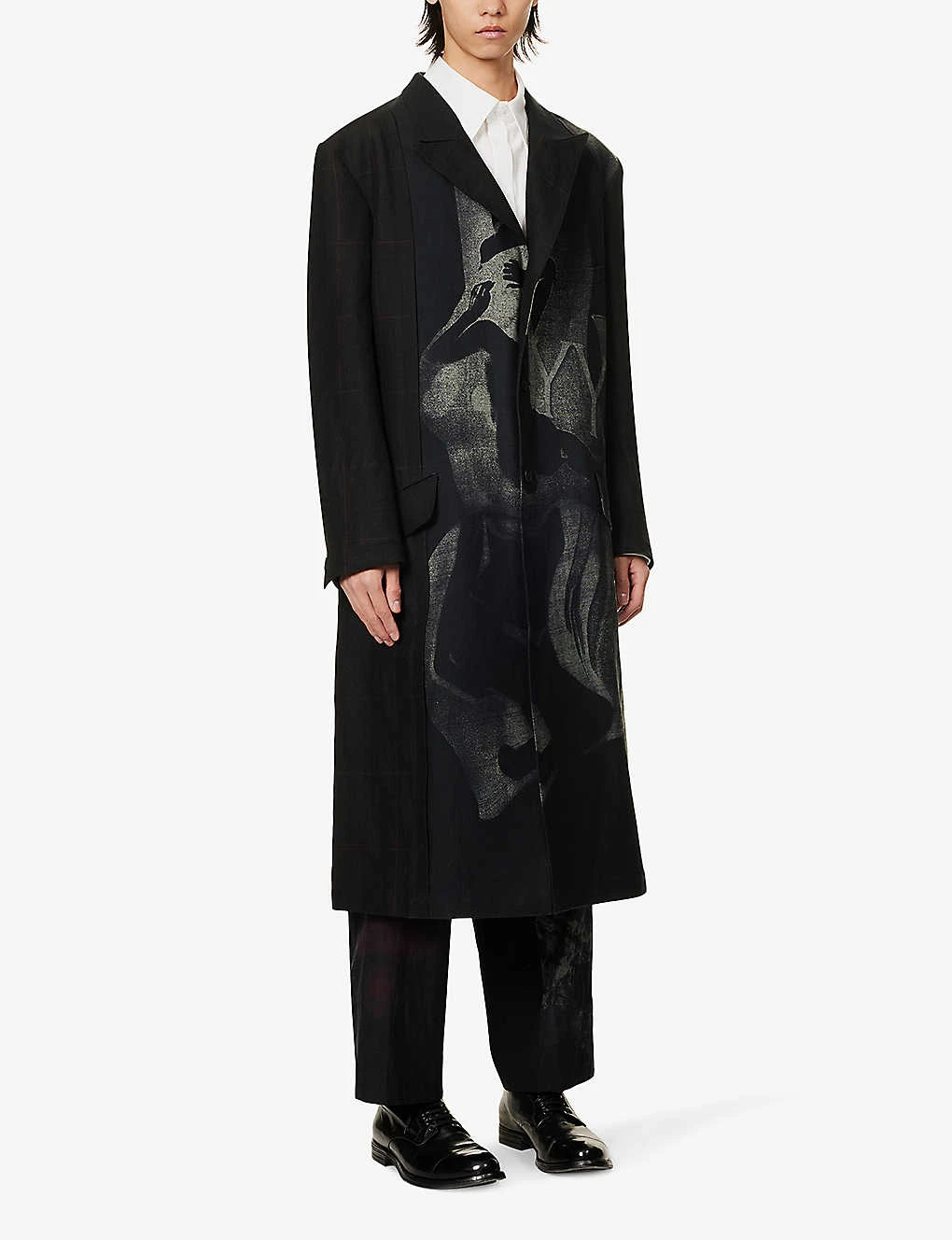 Yohji Yamamoto W-y Graphic-print Relaxed-fit Linen Jacket 5 Yohji Yamamoto W-y Graphic-print Relaxed-fit Linen Jacket - Image 3