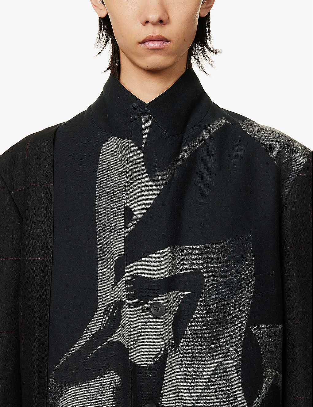 Yohji Yamamoto W-y Graphic-print Relaxed-fit Linen Jacket 8 Yohji Yamamoto W-y Graphic-print Relaxed-fit Linen Jacket - Image 6