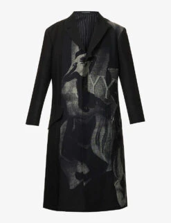 Yohji Yamamoto W-y Graphic-print Relaxed-fit Linen Jacket