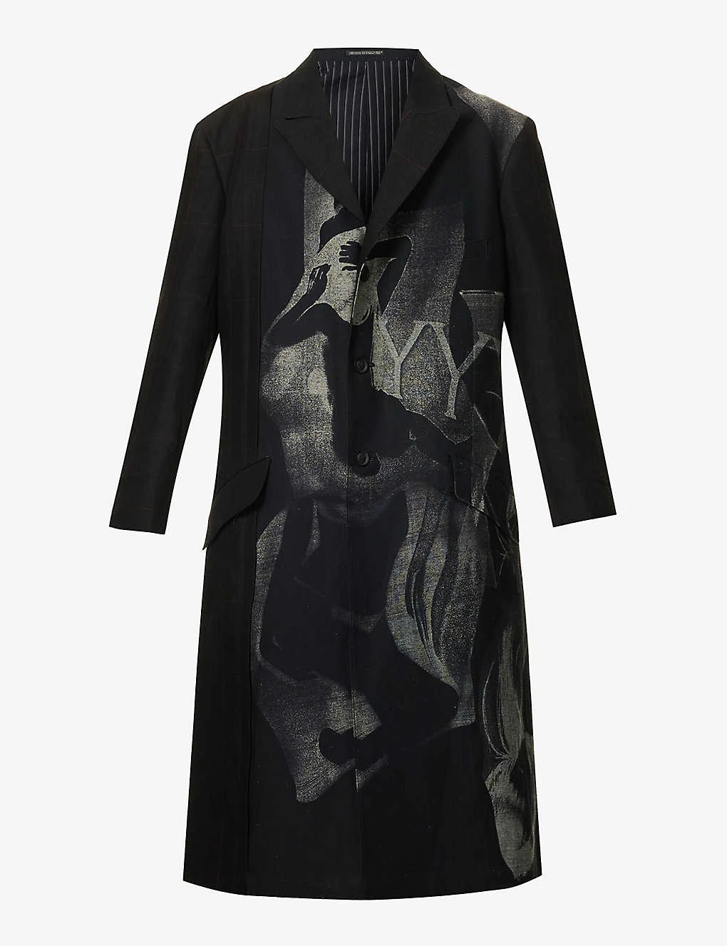 Yohji Yamamoto W-y Graphic-print Relaxed-fit Linen Jacket 3 Yohji Yamamoto W-y Graphic-print Relaxed-fit Linen Jacket