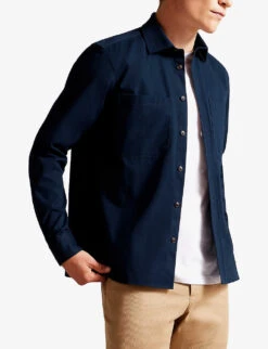Ted Baker Almur Relaxed-fit Brushed Cotton-twill Overshirt -Selfidges Launches R04131827 NAVY ALT02