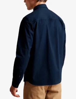 Ted Baker Almur Relaxed-fit Brushed Cotton-twill Overshirt -Selfidges Launches R04131827 NAVY ALT03