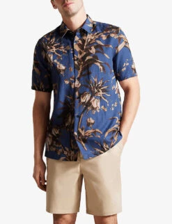 Ted Baker Belmar Floral-print Regular-fit Woven Shirt -Selfidges Launches R04133323 NAVY ALT02