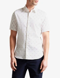 Ted Baker Kymsho Floral-print Slim-fit Stretch-cotton Shirt -Selfidges Launches R04133335 WHITE ALT02