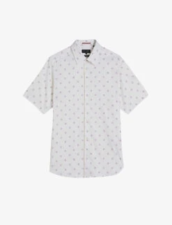 Ted Baker Kymsho Floral-print Slim-fit Stretch-cotton Shirt